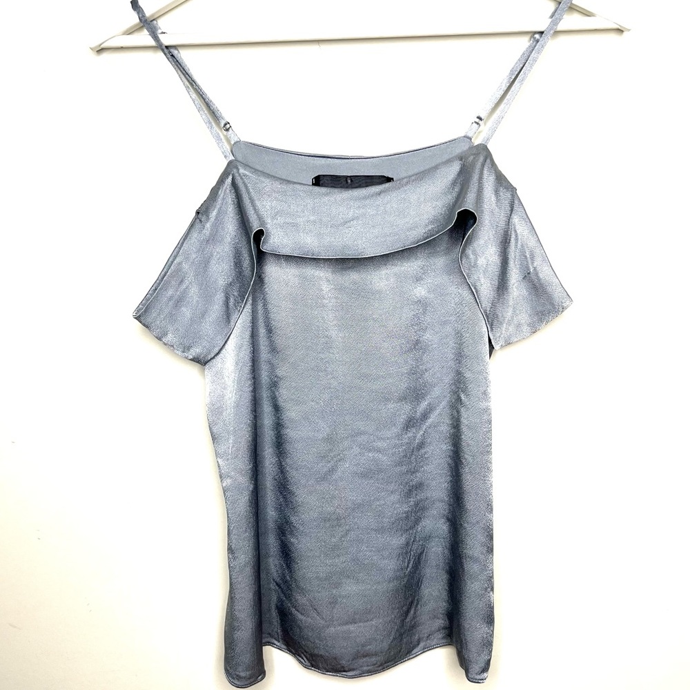 Reformation Top Cold Shoulder Grey Size Small